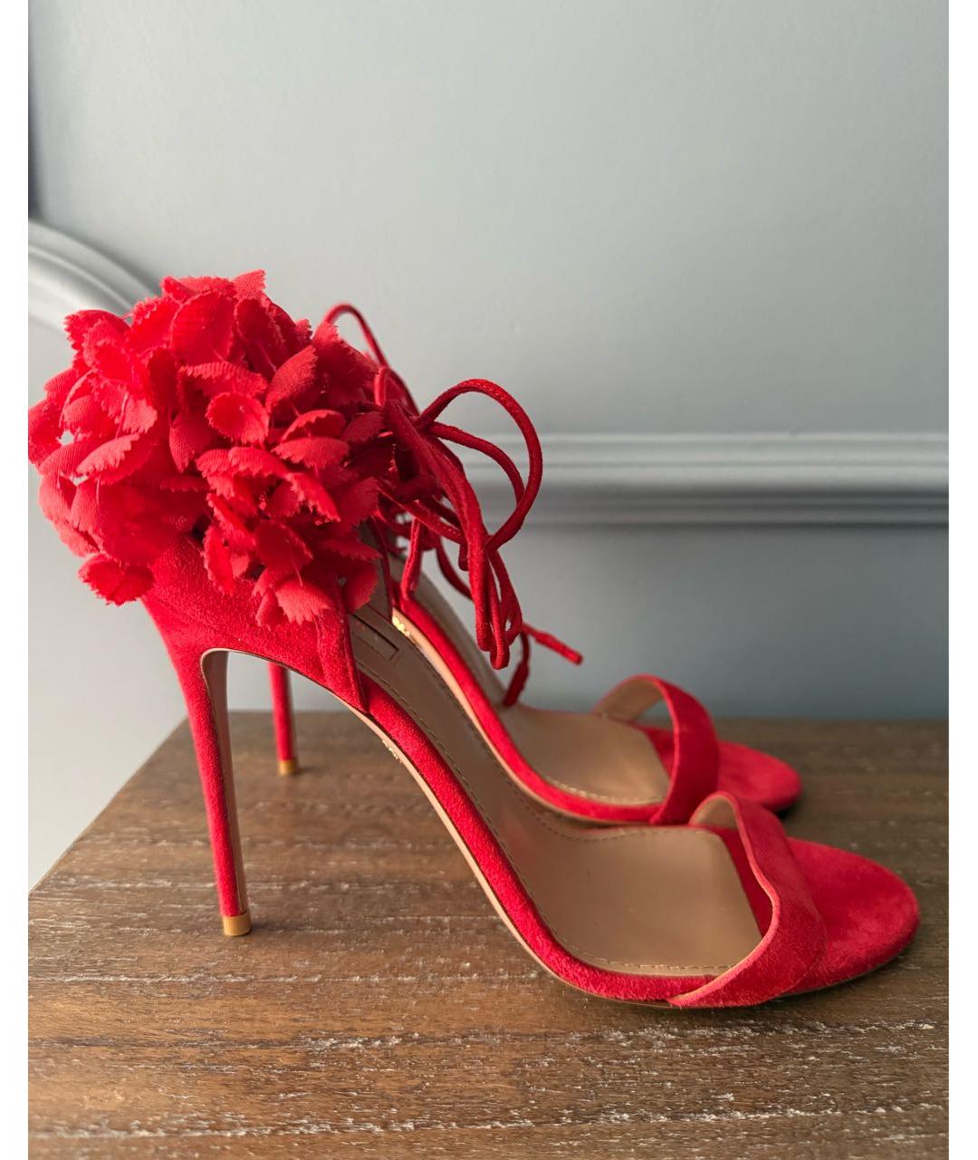 AQUAZZURA Красные замшевые босоножки, фото 7