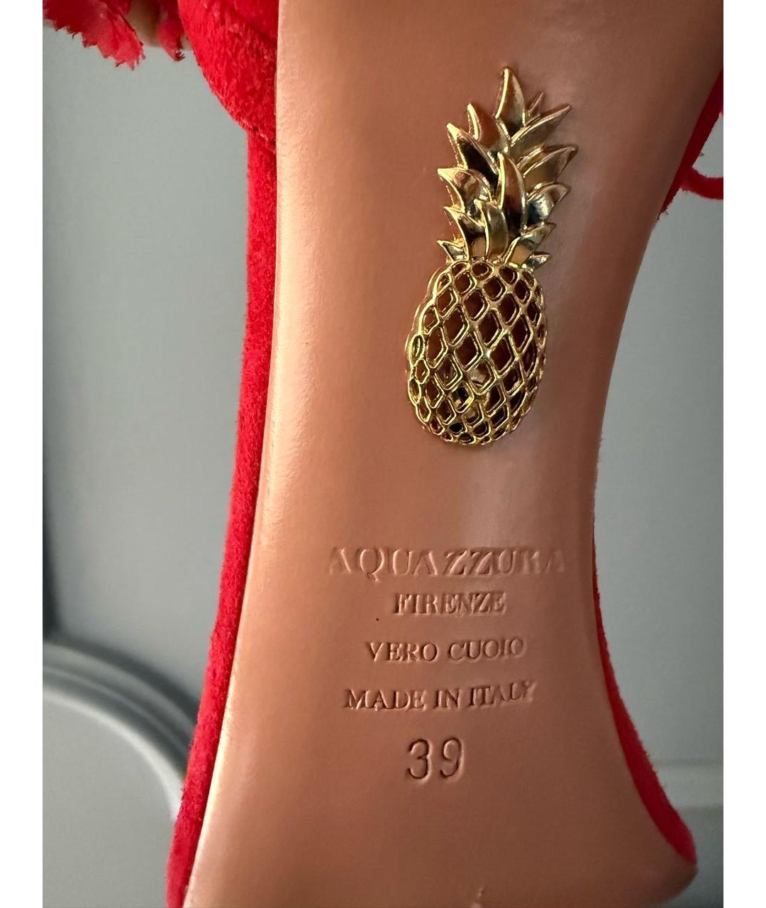 AQUAZZURA Красные замшевые босоножки, фото 5