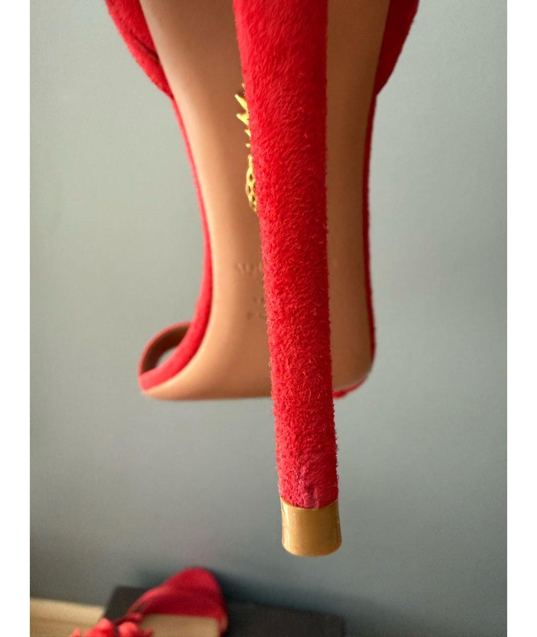 AQUAZZURA Красные замшевые босоножки, фото 7