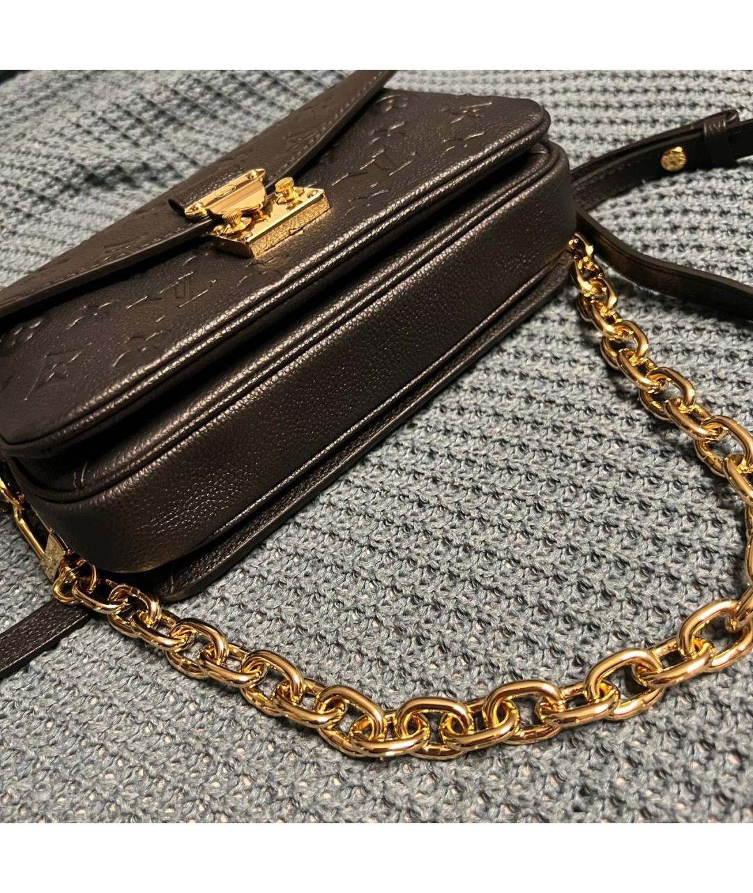 LOUIS VUITTON Черная кожаная сумка через плечо, фото 3