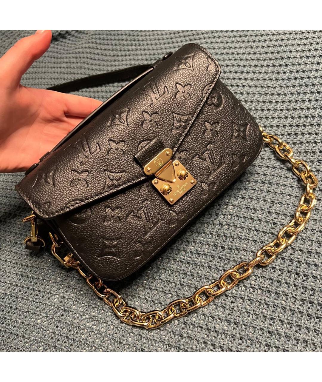 LOUIS VUITTON Черная кожаная сумка через плечо, фото 2