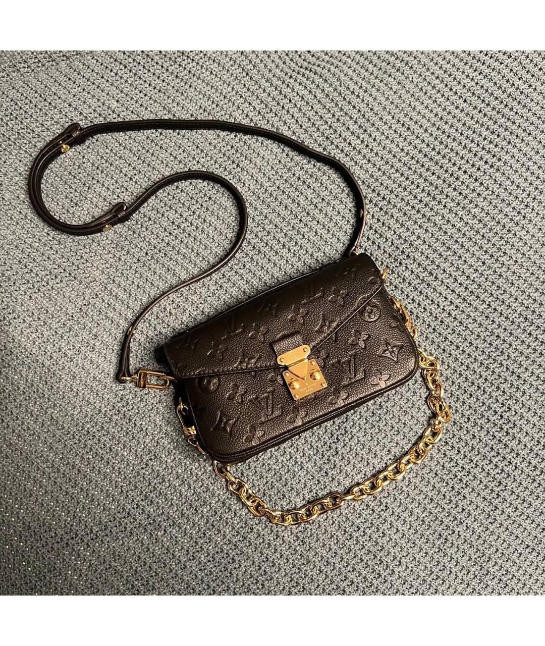 LOUIS VUITTON Черная кожаная сумка через плечо, фото 5