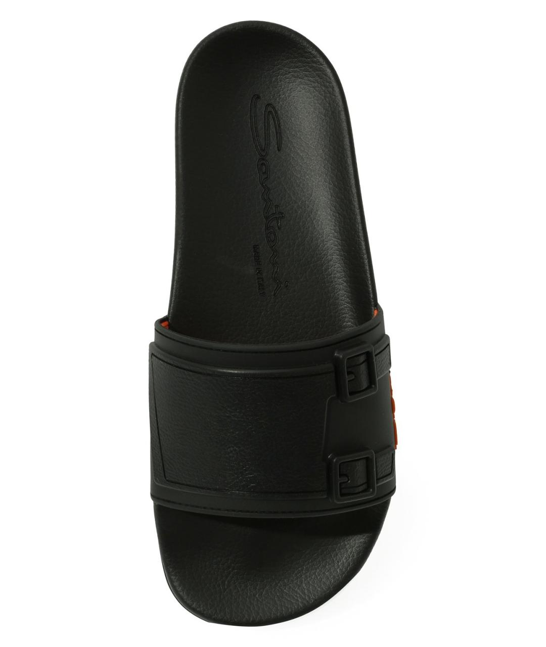 SANTONI Черные резиновые шлепанцы, фото 3
