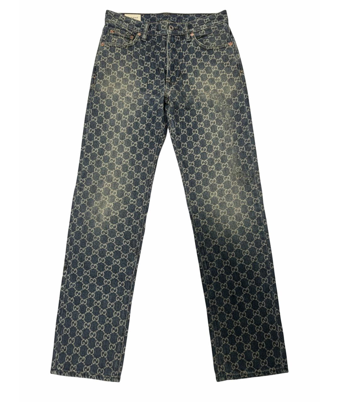 GUCCI Синие хлопковые прямые джинсы, фото 1