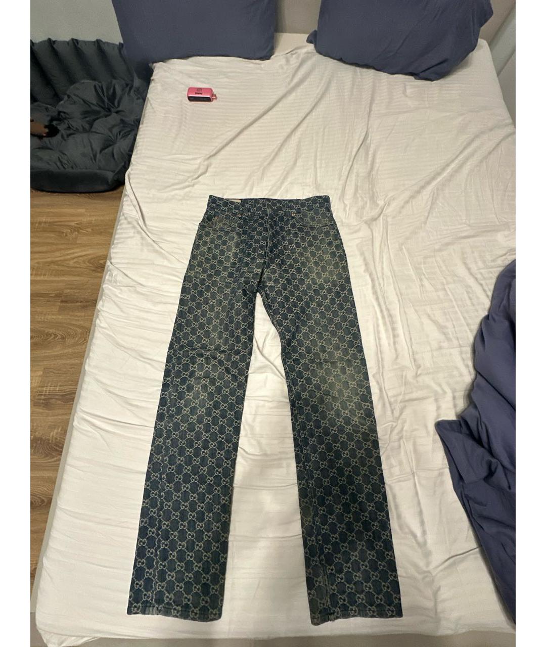 GUCCI Синие хлопковые прямые джинсы, фото 5