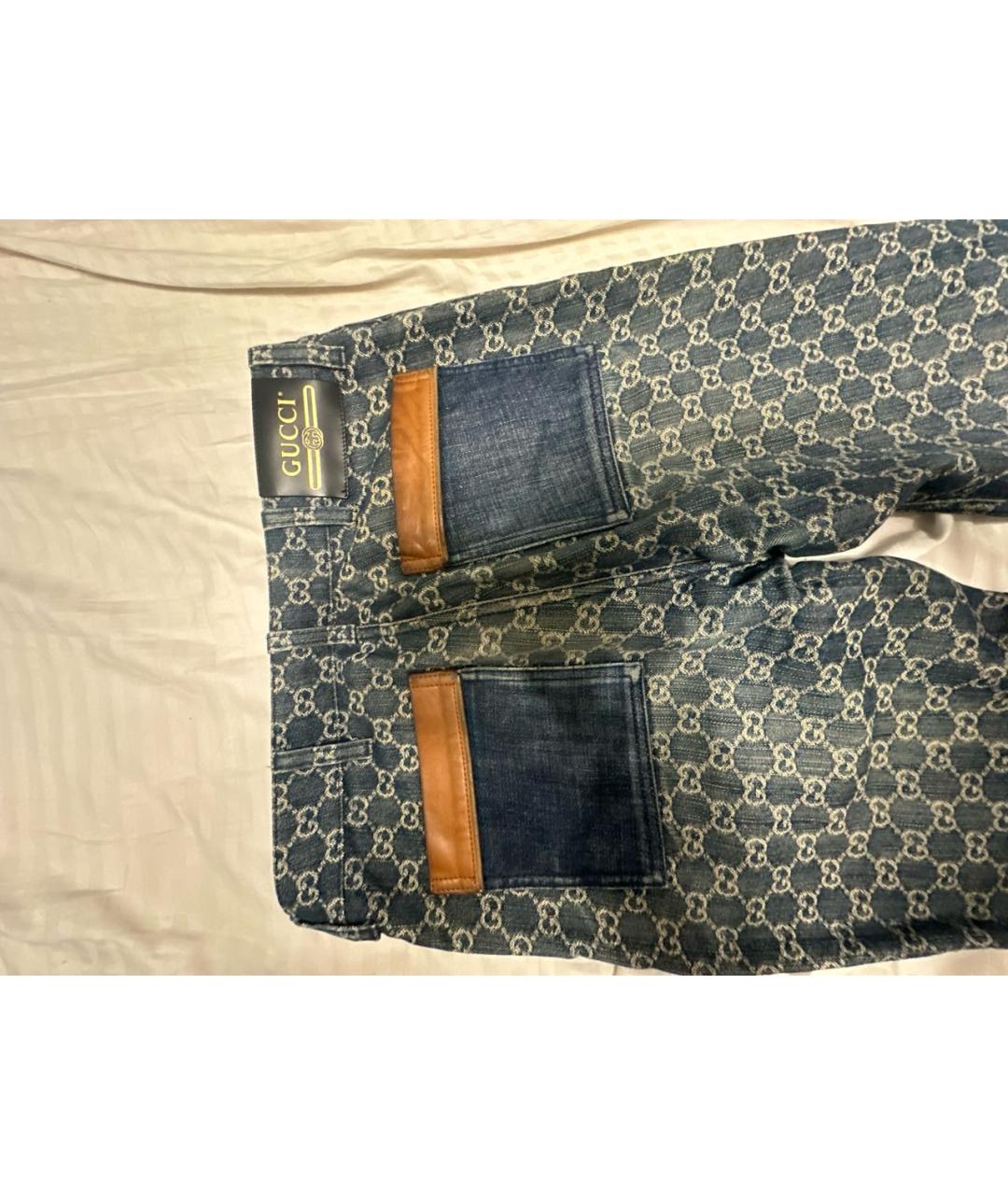 GUCCI Синие хлопковые прямые джинсы, фото 3