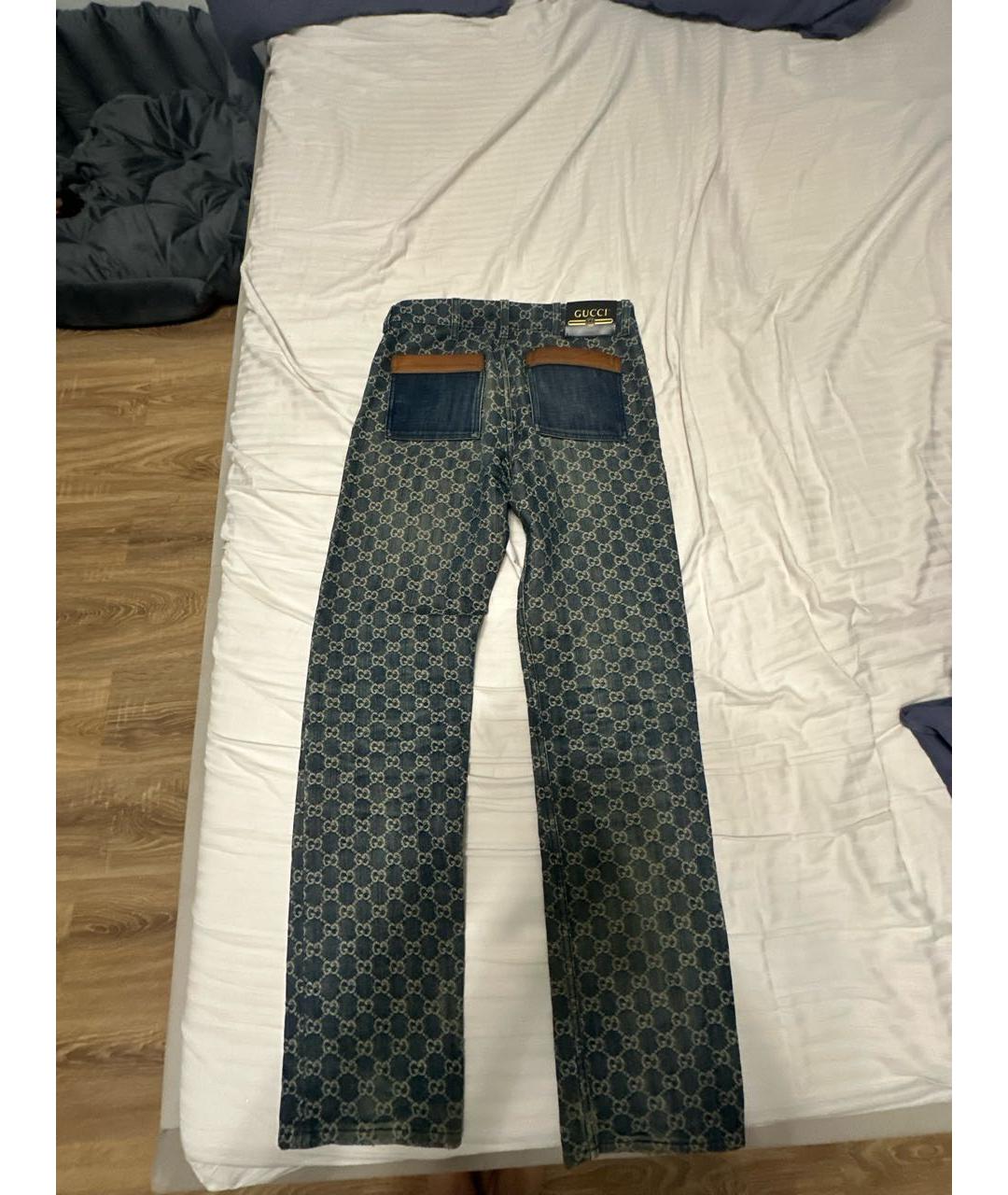 GUCCI Синие хлопковые прямые джинсы, фото 2