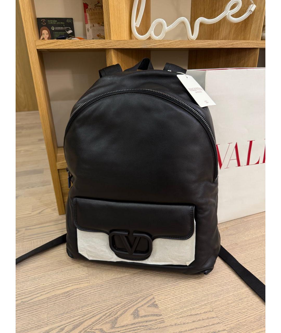 VALENTINO Черный кожаный рюкзак, фото 9