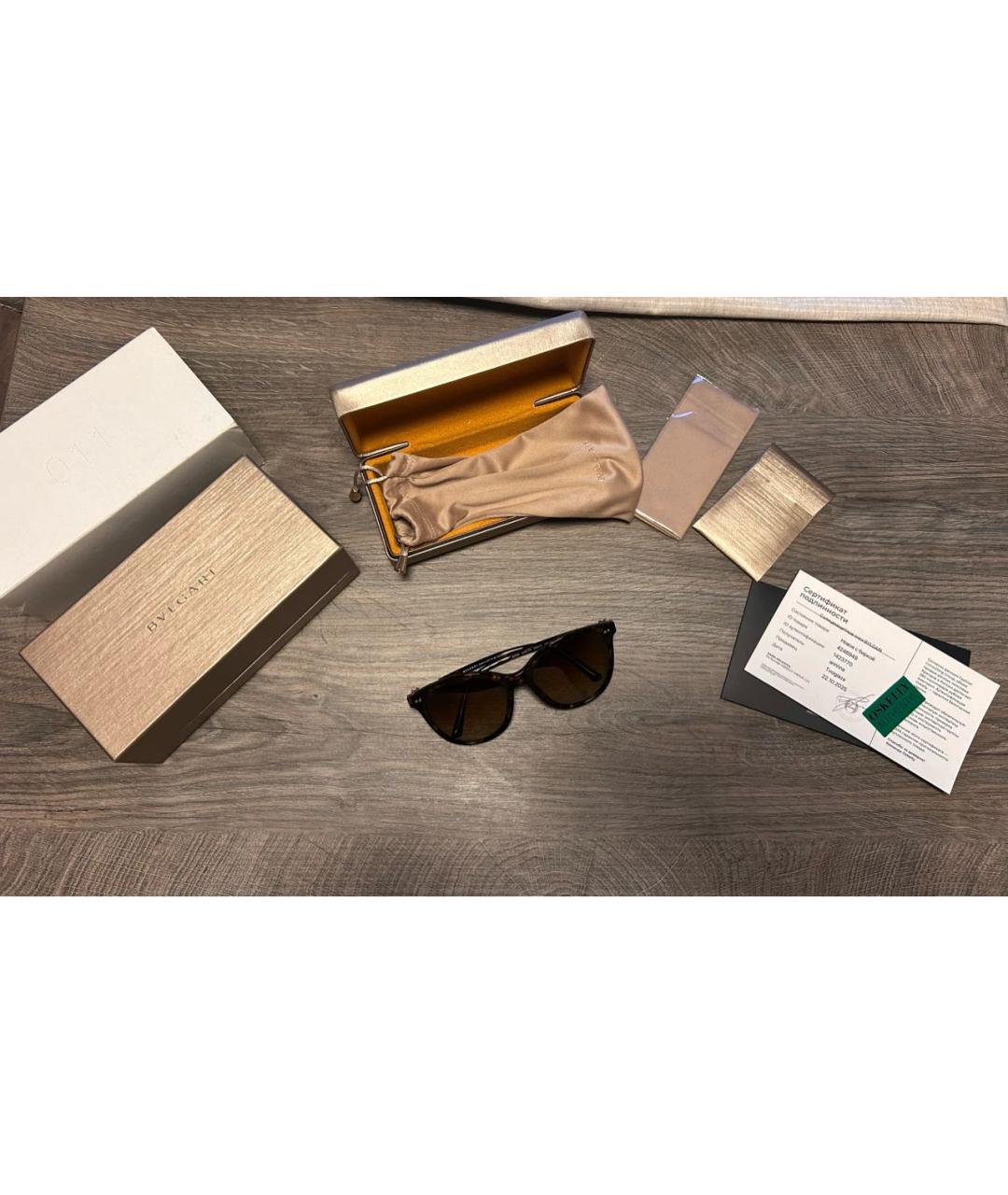 BVLGARI Коричневые пластиковые солнцезащитные очки, фото 5