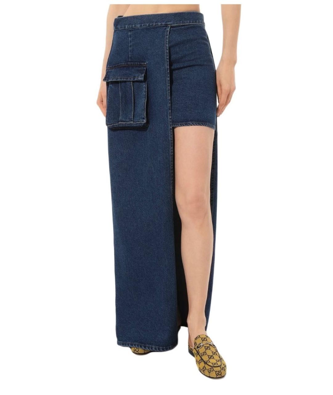 FORTE COUTURE Темно-синяя деним юбка макси, фото 3