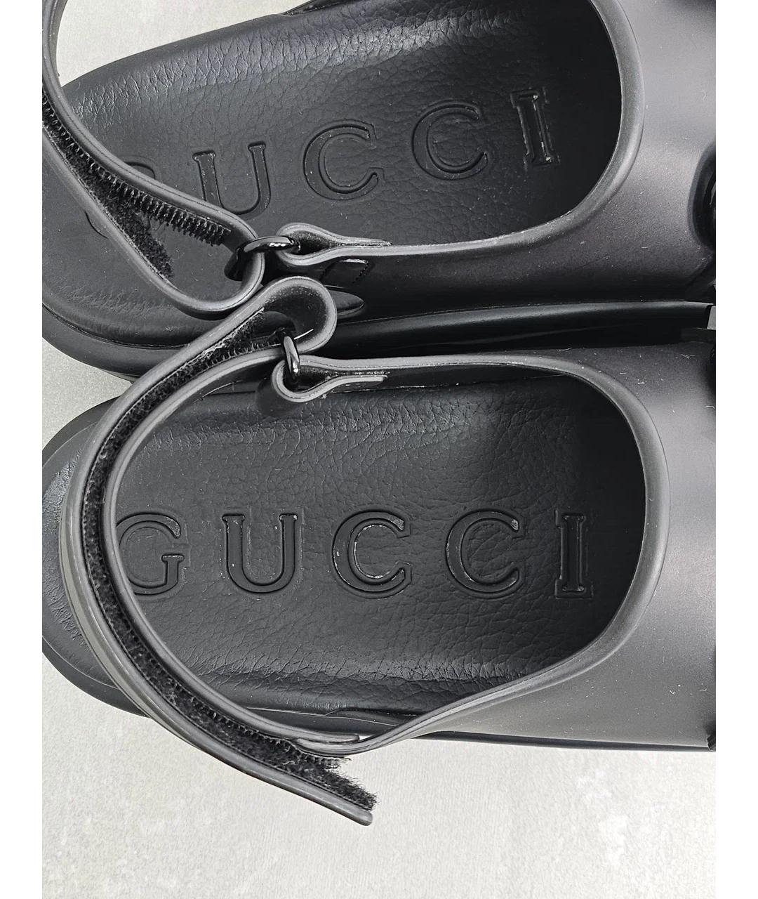 GUCCI Черные резиновые сандалии, фото 7