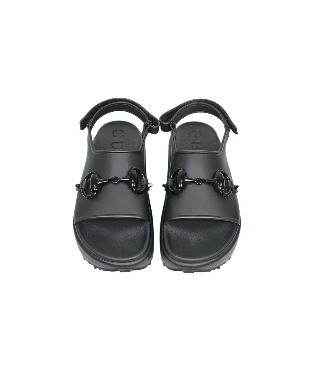 GUCCI Черные резиновые сандалии, фото 2
