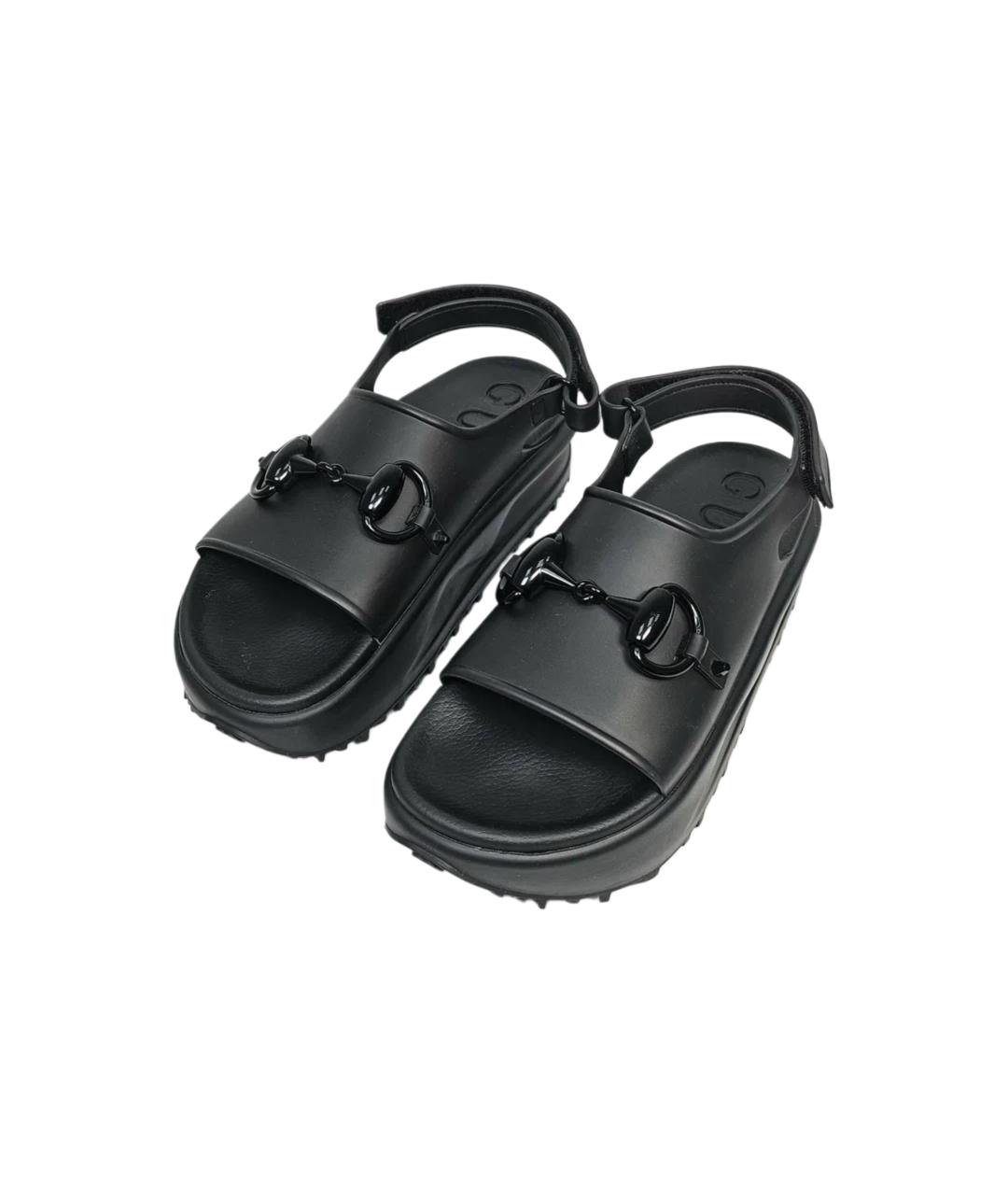GUCCI Черные резиновые сандалии, фото 3