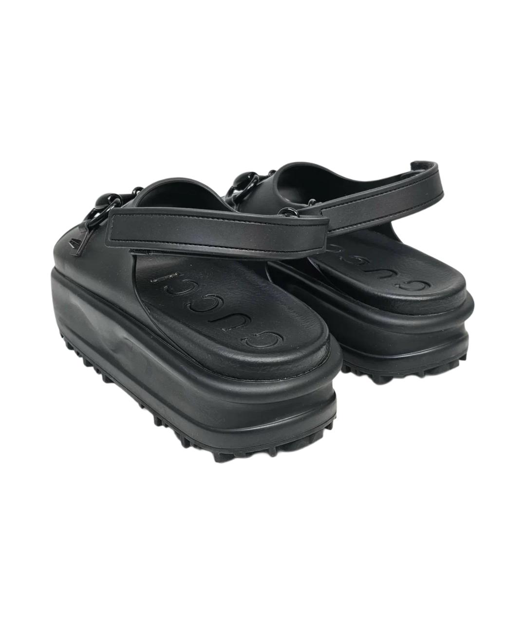 GUCCI Черные резиновые сандалии, фото 4