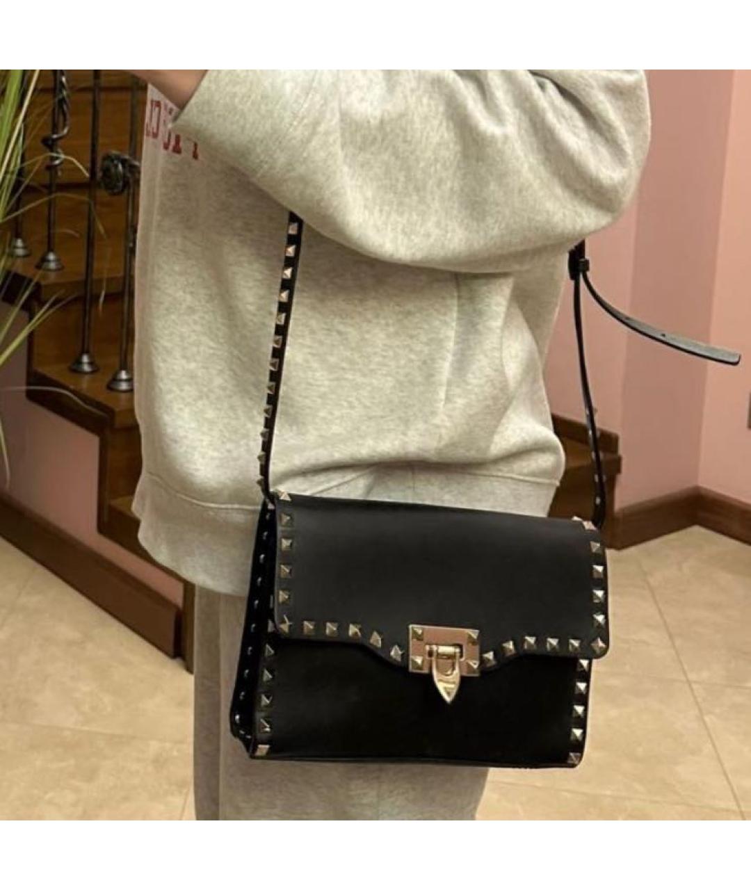 VALENTINO Черная кожаная сумка через плечо, фото 5