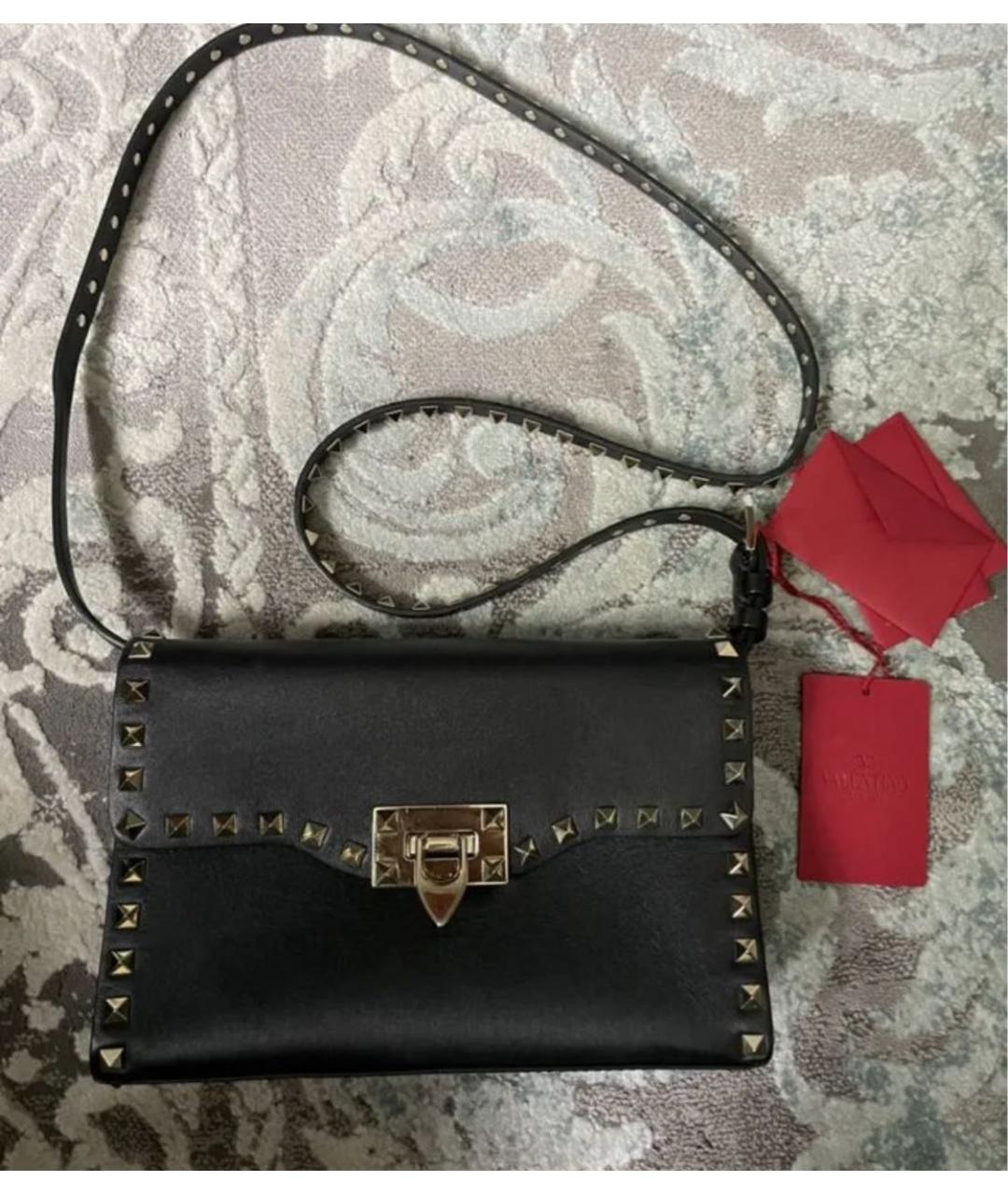 VALENTINO Черная кожаная сумка через плечо, фото 6