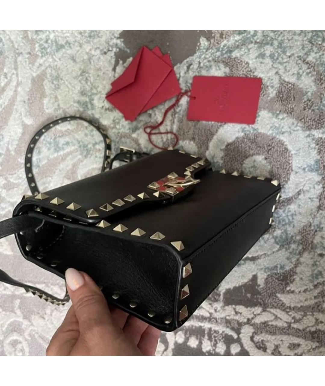 VALENTINO Черная кожаная сумка через плечо, фото 4