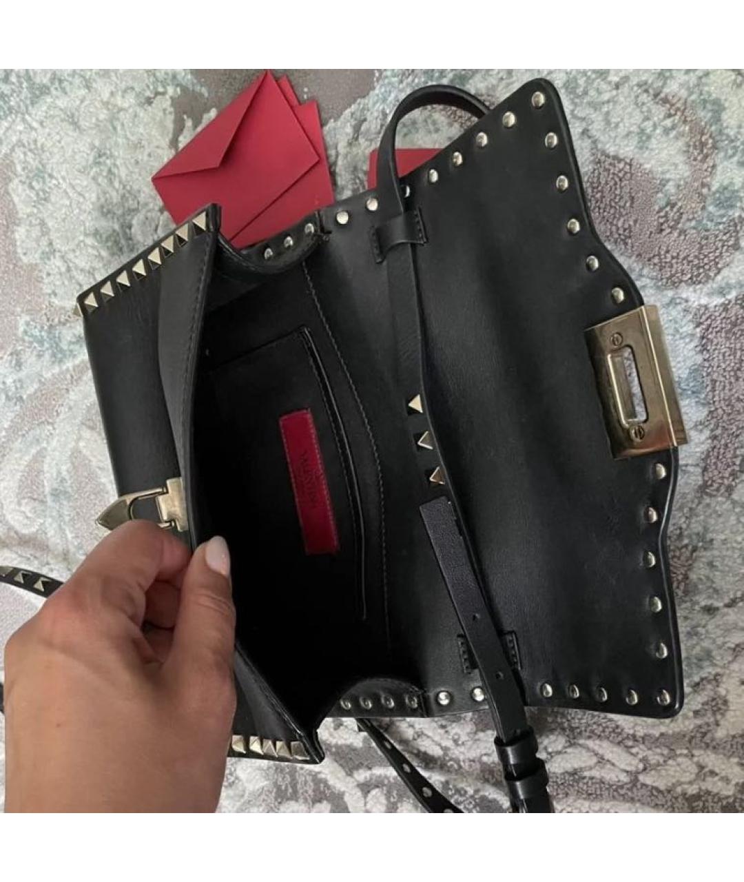 VALENTINO Черная кожаная сумка через плечо, фото 3