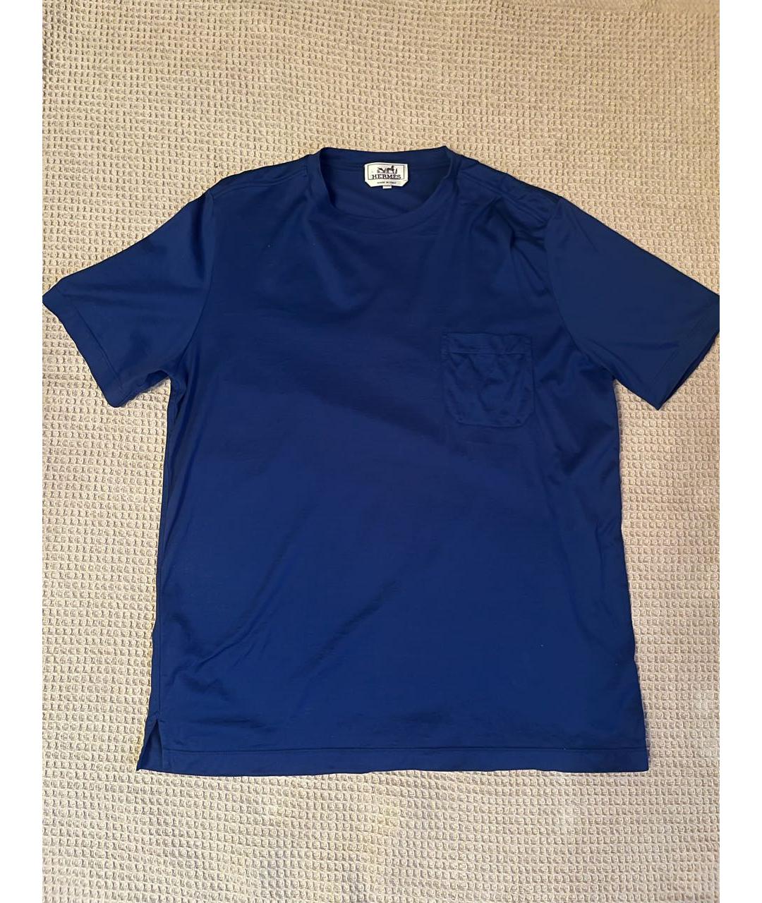 HERMES Темно-синяя хлопковая футболка, фото 6