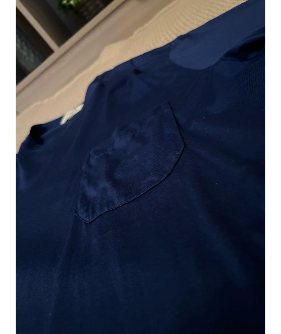 HERMES Темно-синяя хлопковая футболка, фото 4
