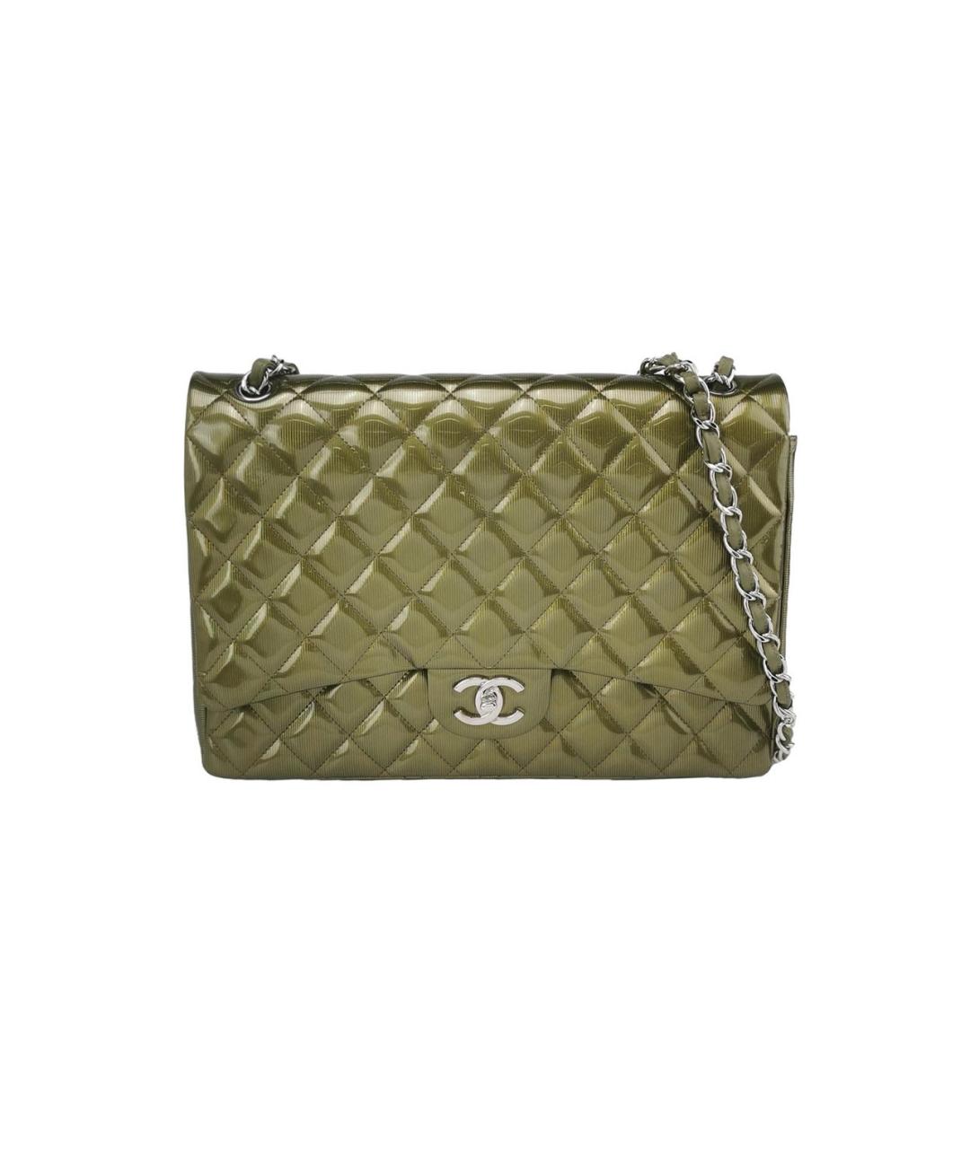 CHANEL Зеленая сумка через плечо из лакированной кожи, фото 1