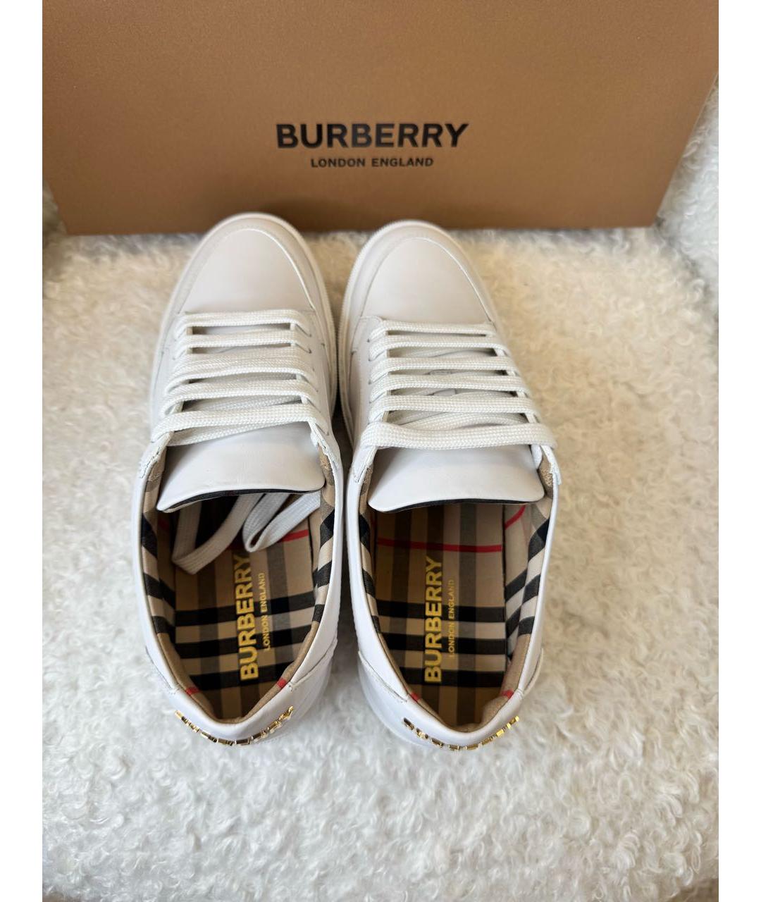 BURBERRY Белые кожаные кеды, фото 3