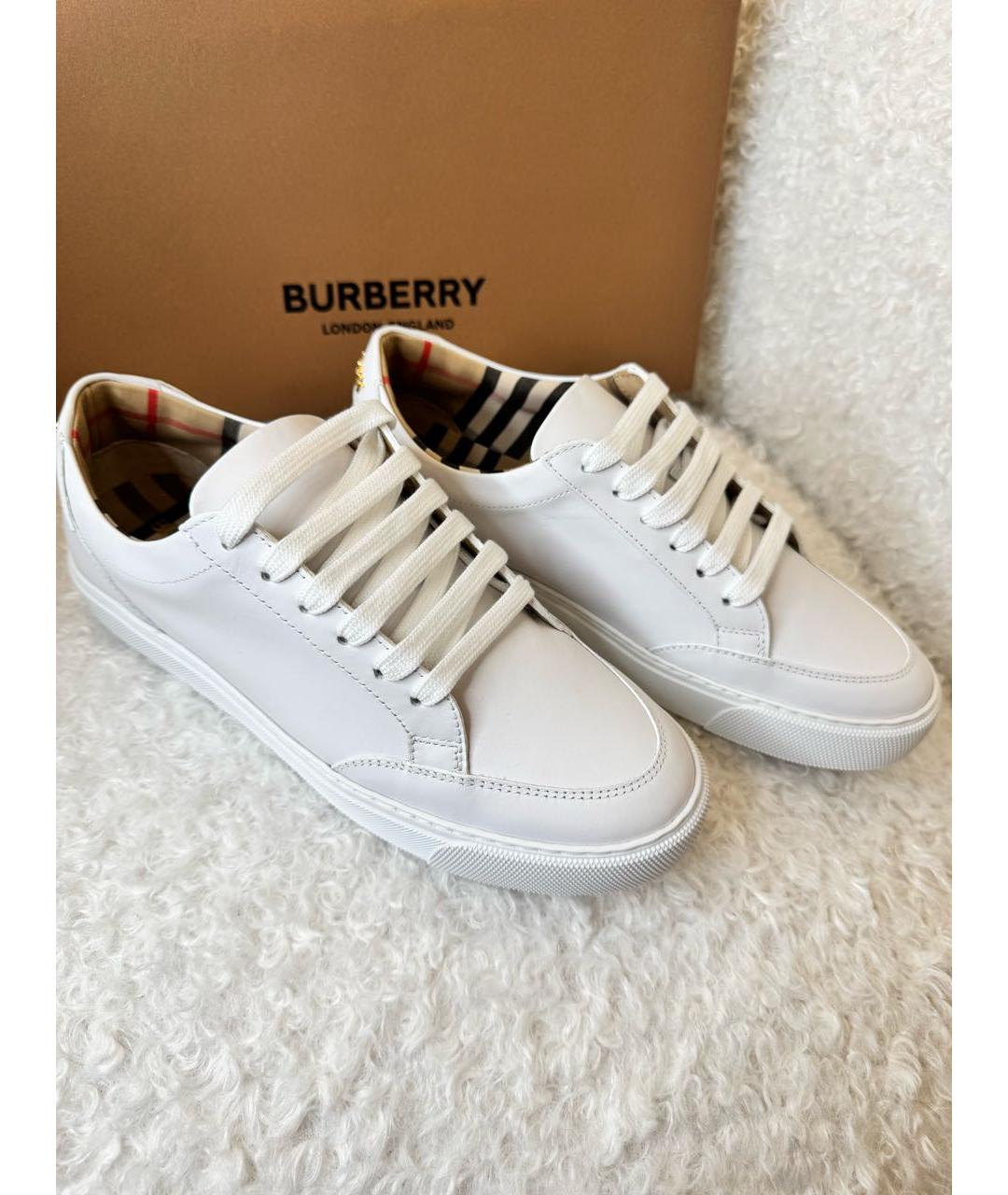 BURBERRY Белые кожаные кеды, фото 5