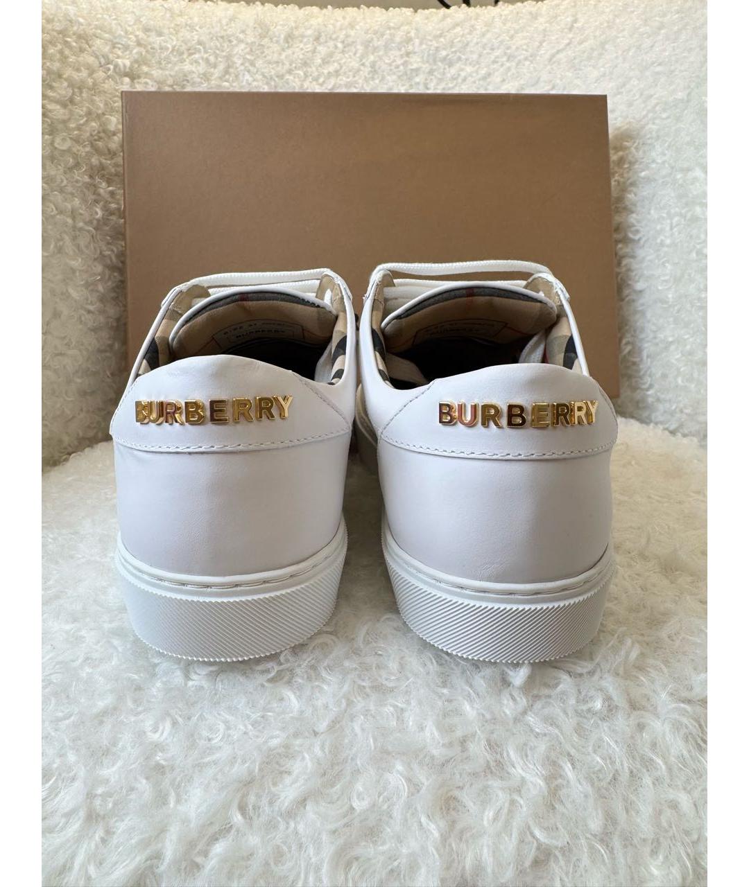 BURBERRY Белые кожаные кеды, фото 4