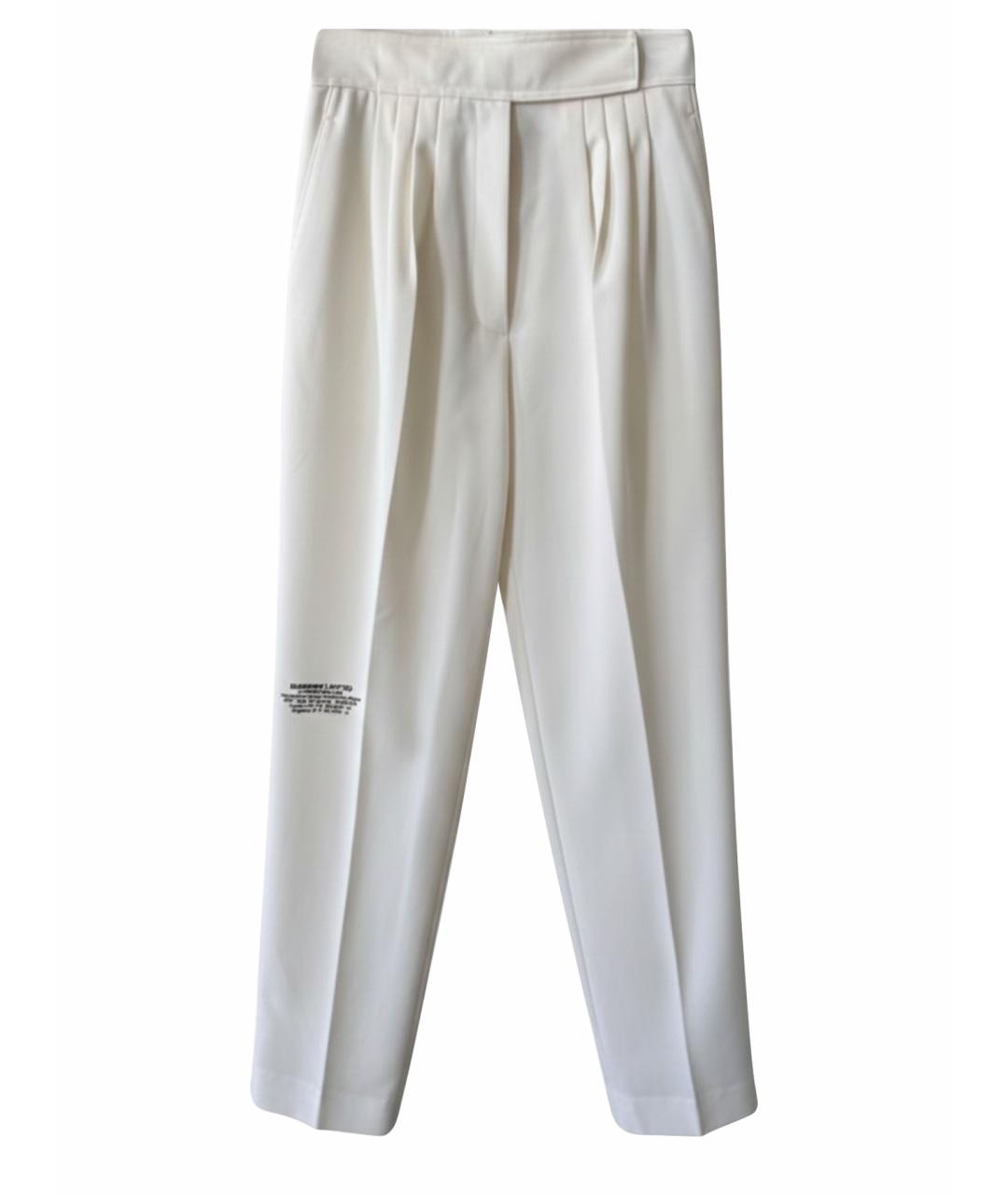 BURBERRY Белые шерстяные прямые брюки, фото 8