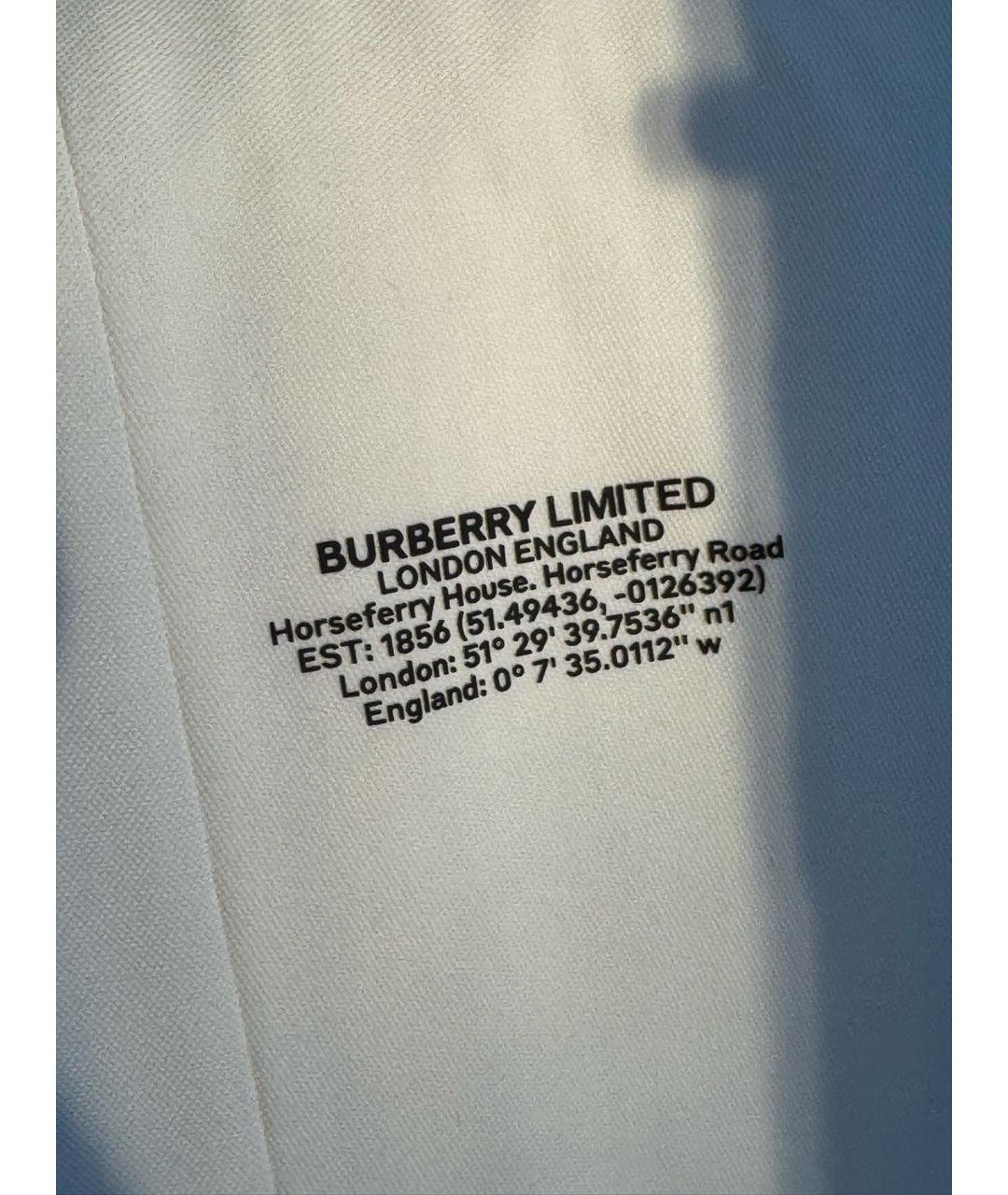 BURBERRY Белые шерстяные прямые брюки, фото 5