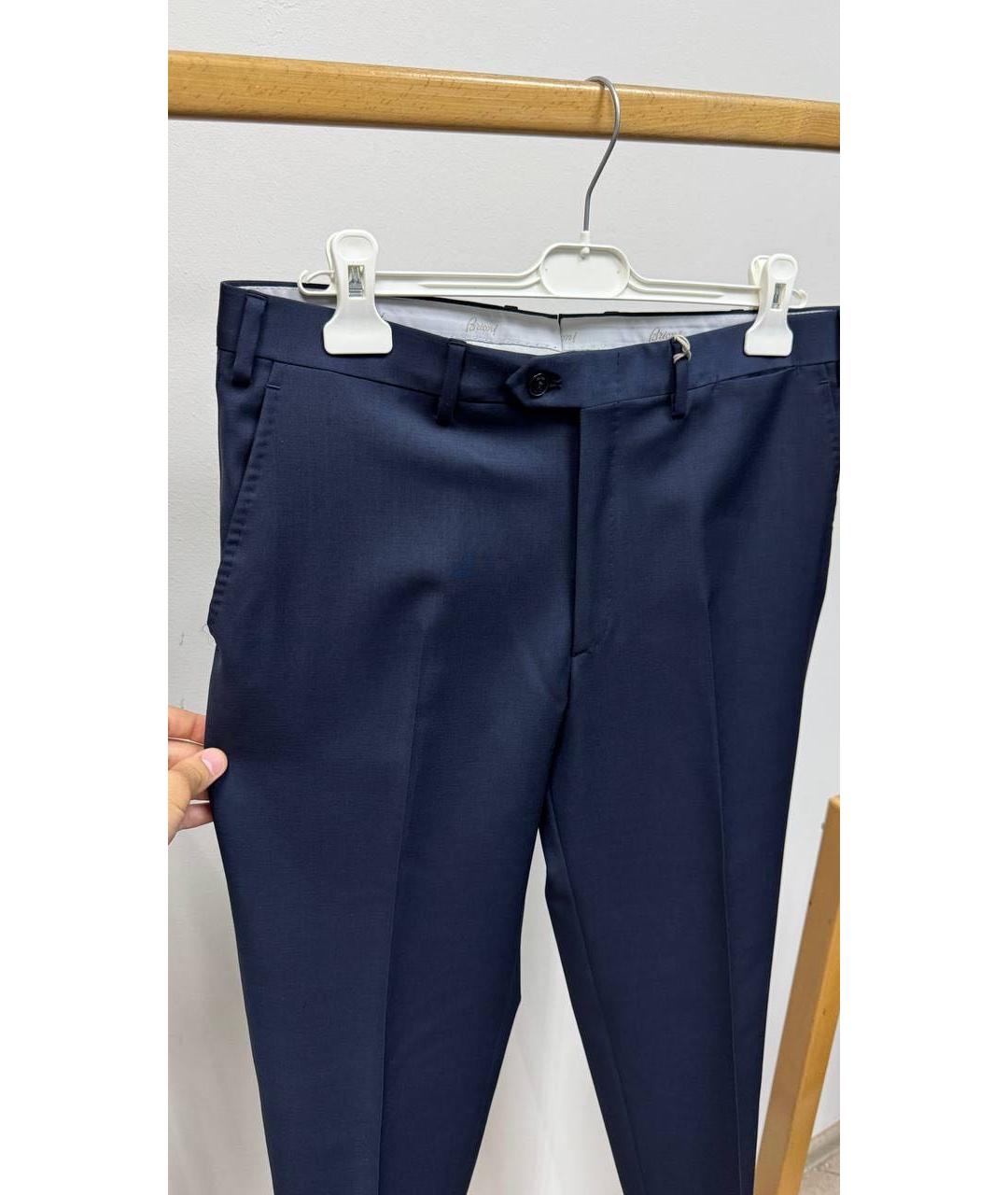 BRIONI Темно-синие шерстяные классические брюки, фото 2