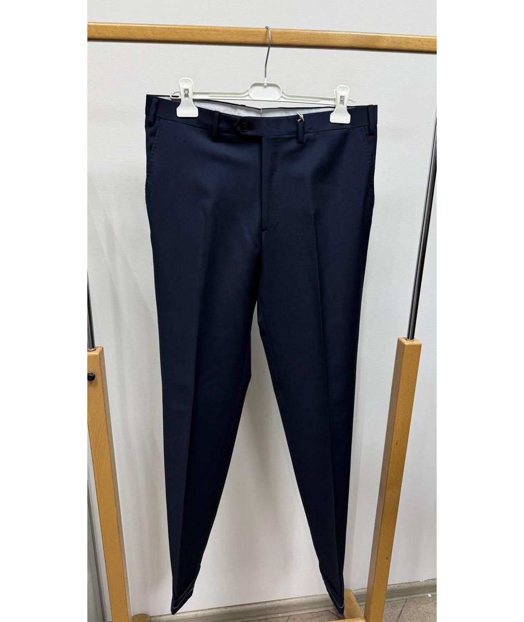 BRIONI Темно-синие шерстяные классические брюки, фото 4