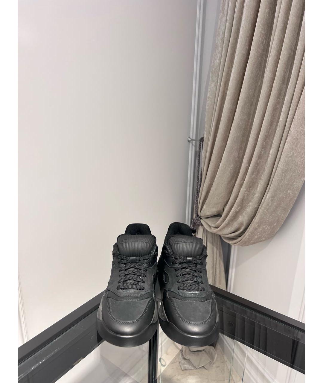 SANTONI Черные кожаные низкие кроссовки / кеды, фото 3