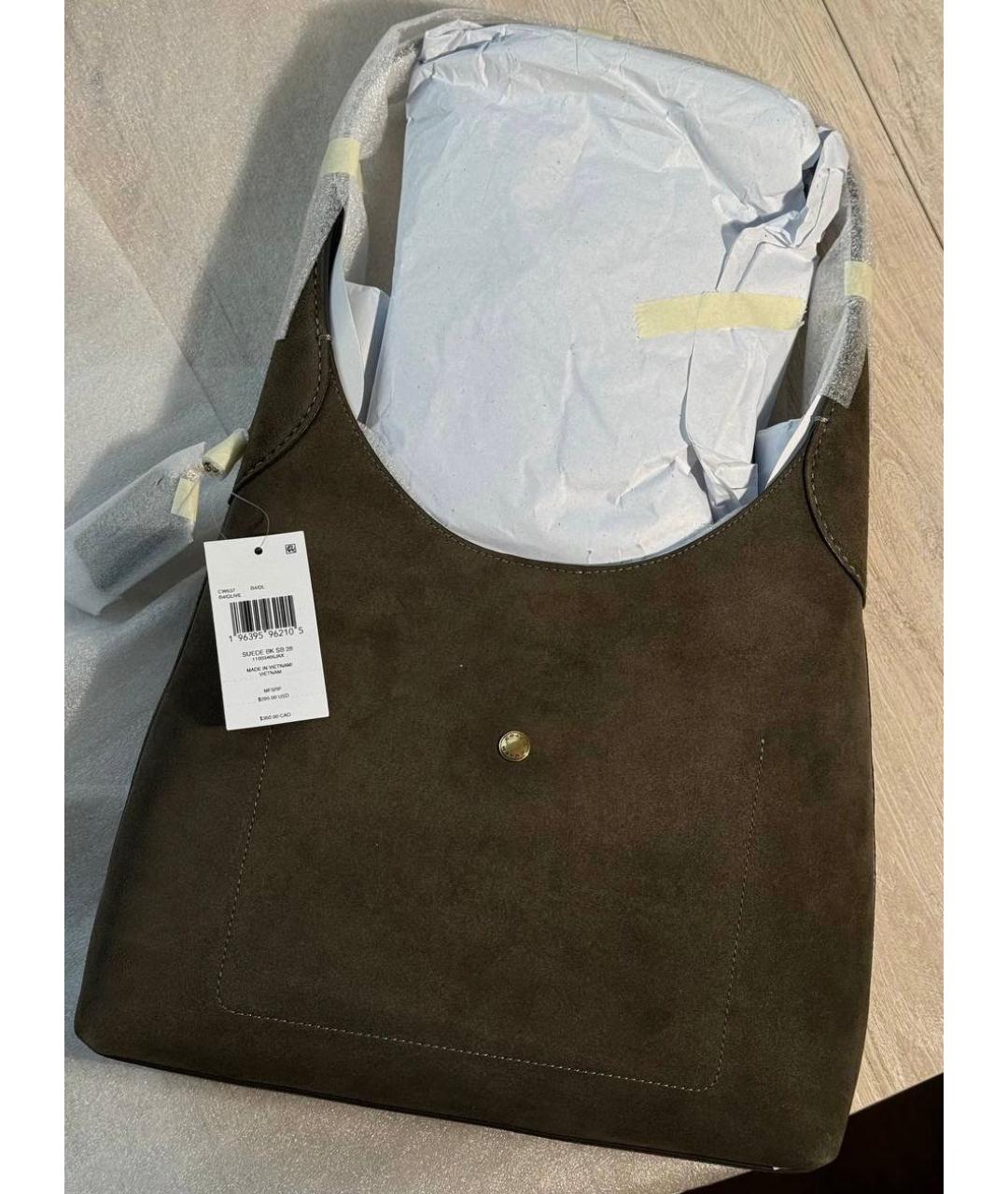 COACH Хаки кожаная сумка через плечо, фото 7