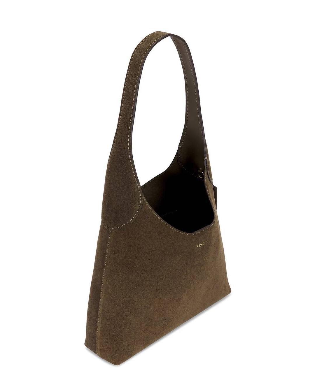 COACH Хаки кожаная сумка через плечо, фото 4