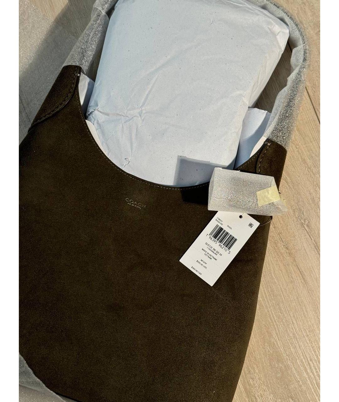 COACH Хаки кожаная сумка через плечо, фото 5