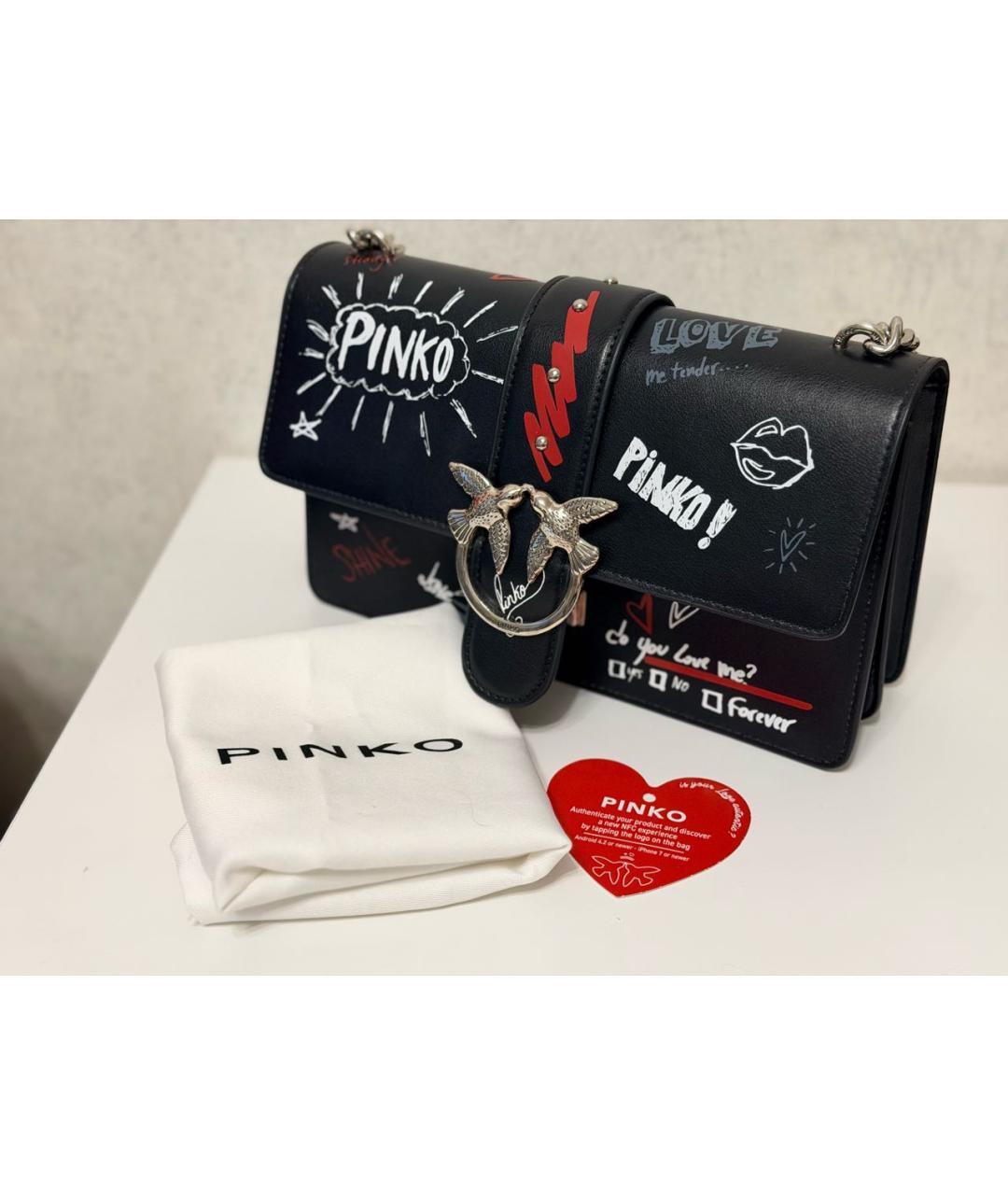 PINKO Черная кожаная сумка через плечо, фото 2