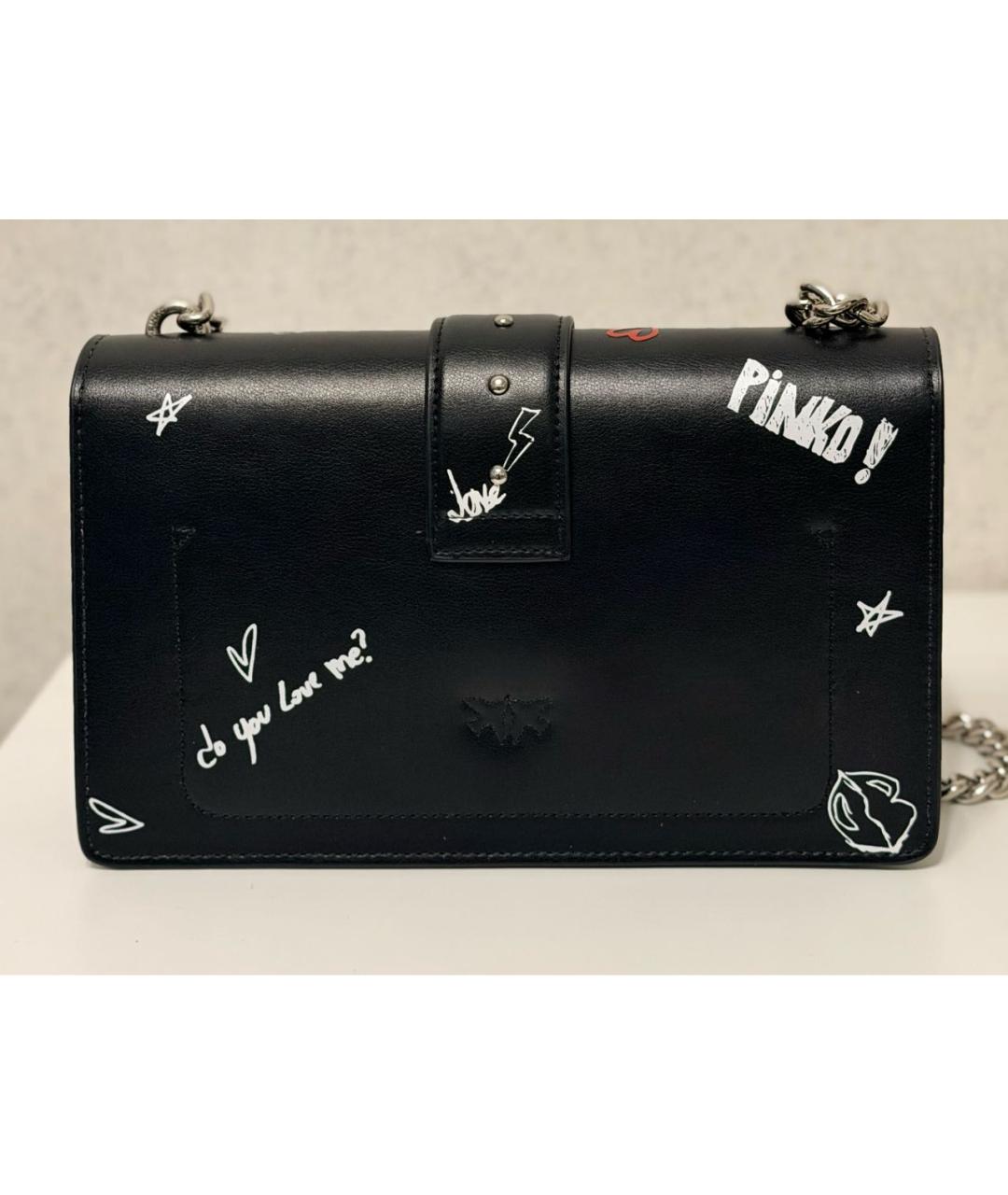 PINKO Черная кожаная сумка через плечо, фото 3