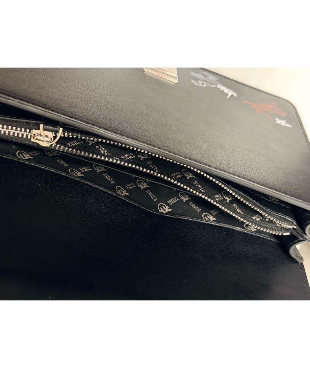 PINKO Черная кожаная сумка через плечо, фото 4