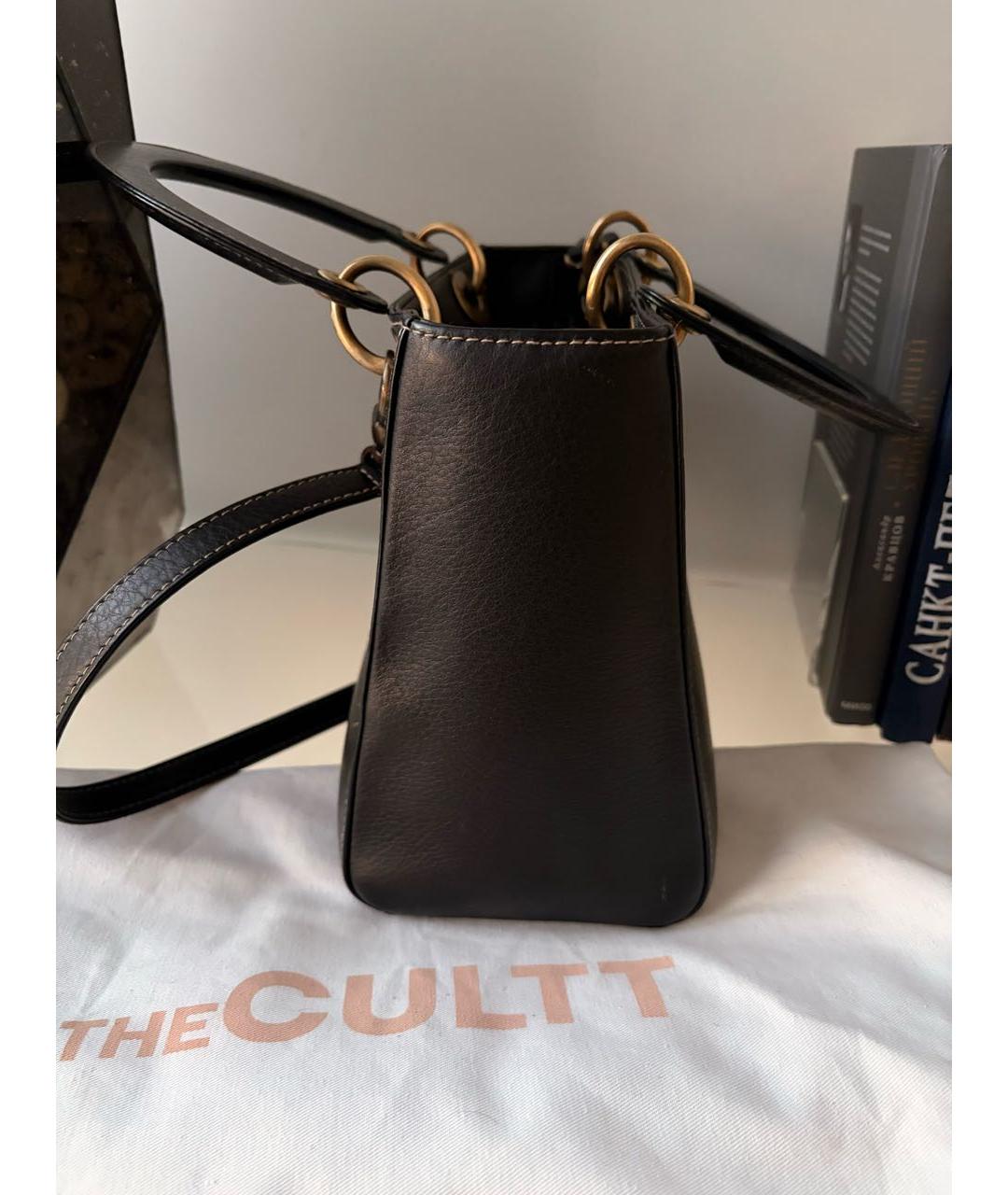 CHRISTIAN DIOR Черная кожаная сумка с короткими ручками, фото 6