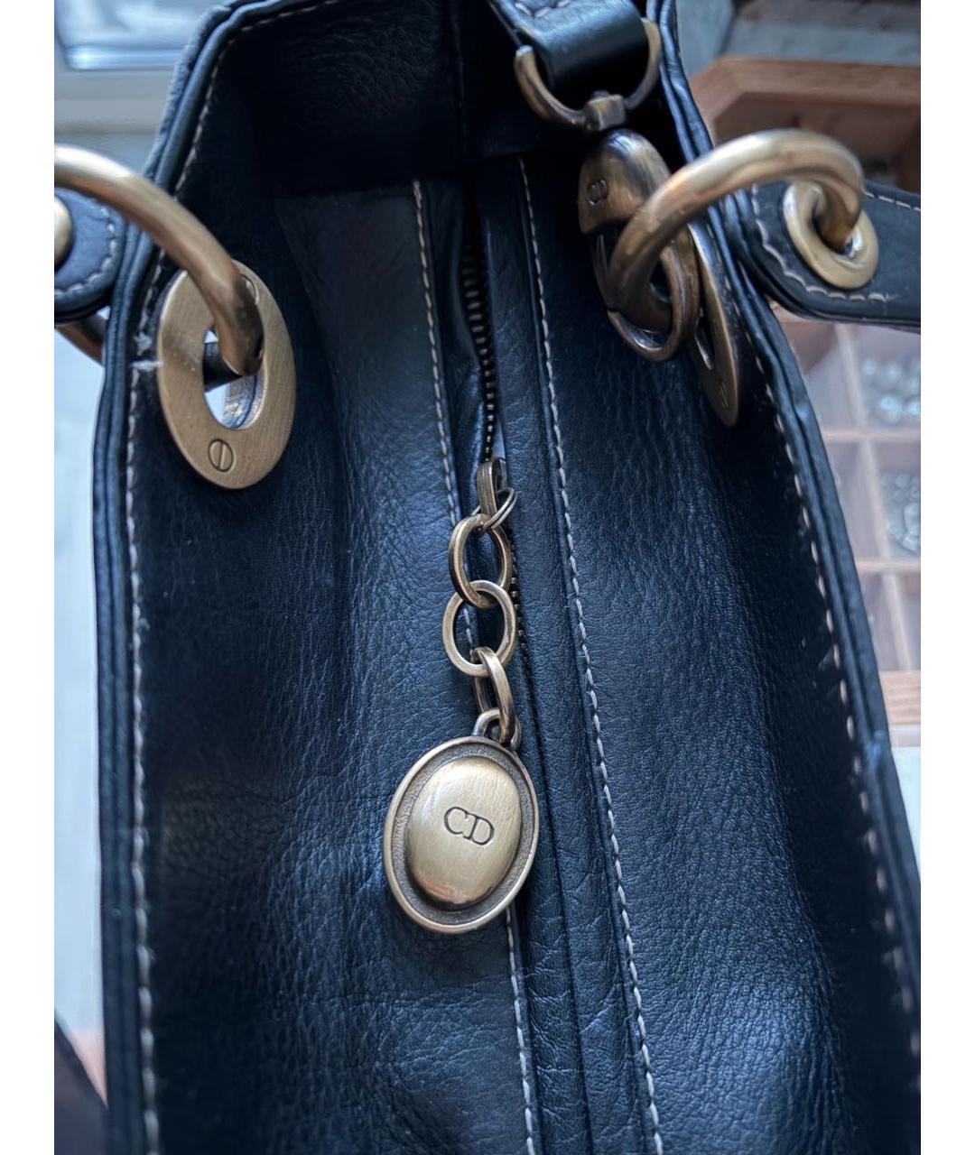 CHRISTIAN DIOR Черная кожаная сумка с короткими ручками, фото 4