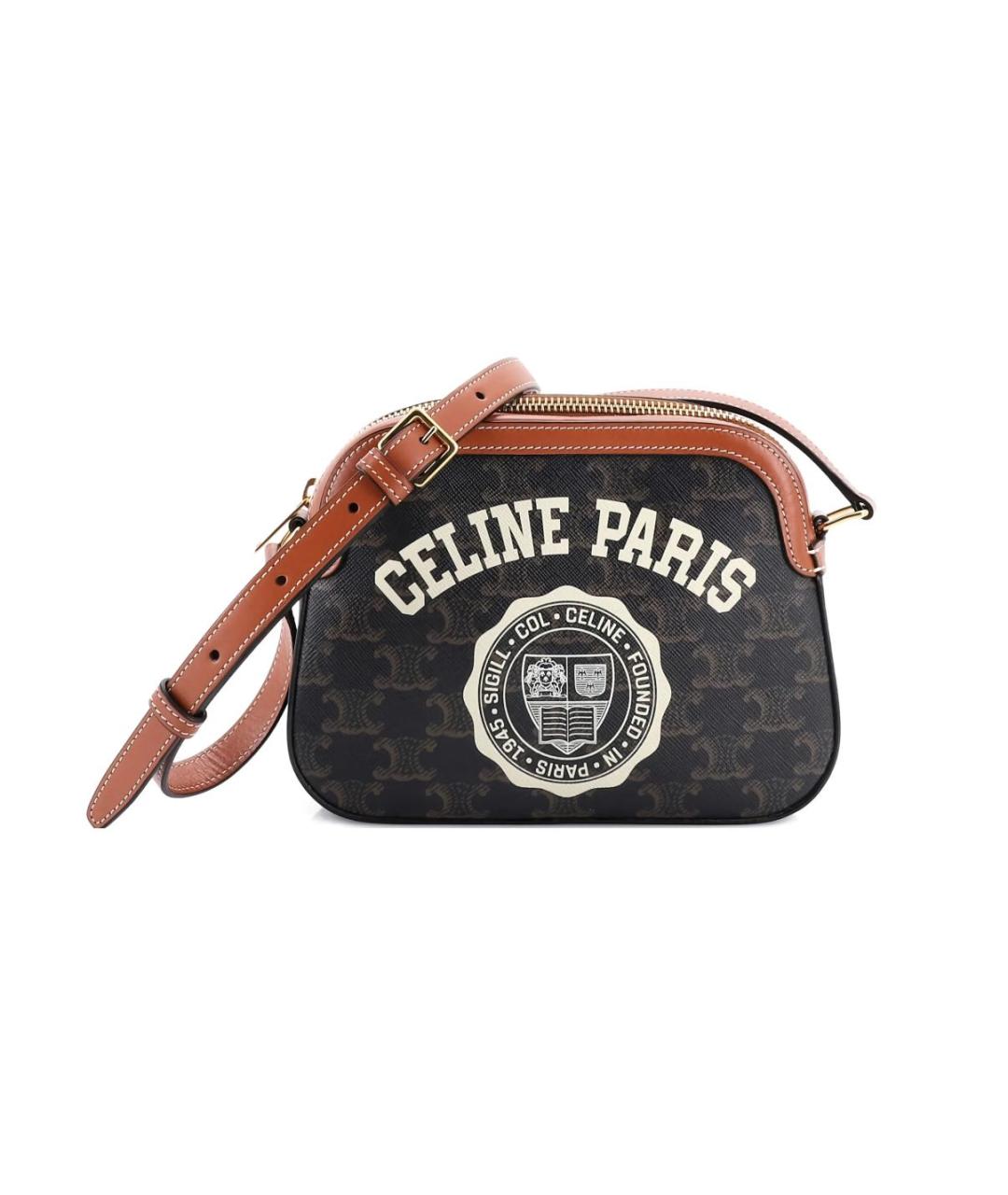 CELINE Коричневая кожаная сумка через плечо, фото 7