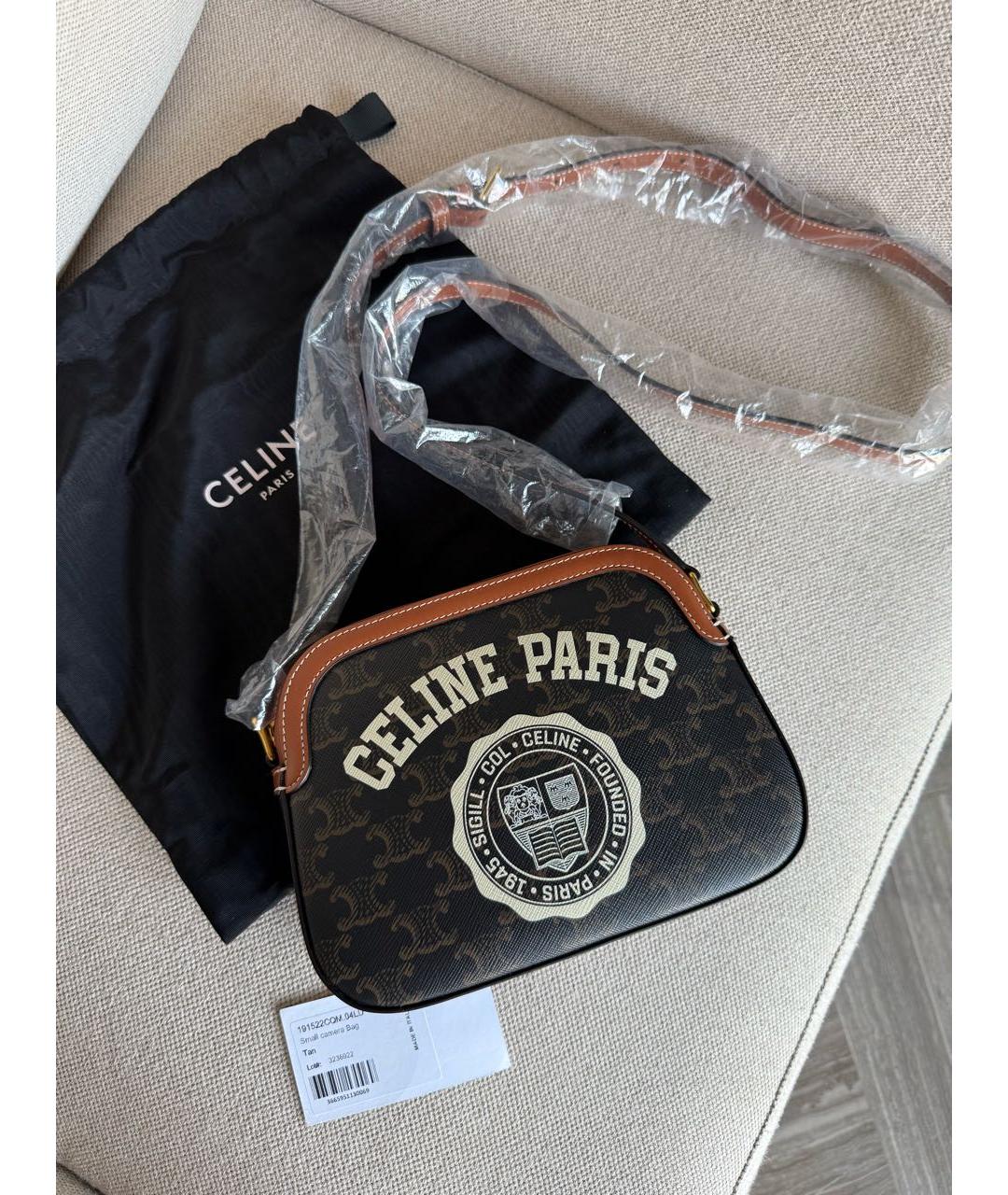 CELINE Коричневая кожаная сумка через плечо, фото 4