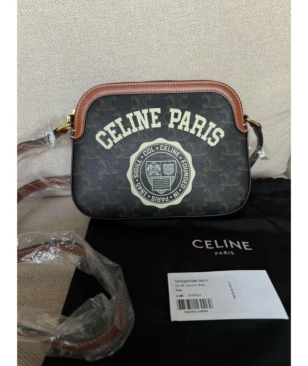 CELINE Коричневая кожаная сумка через плечо, фото 5