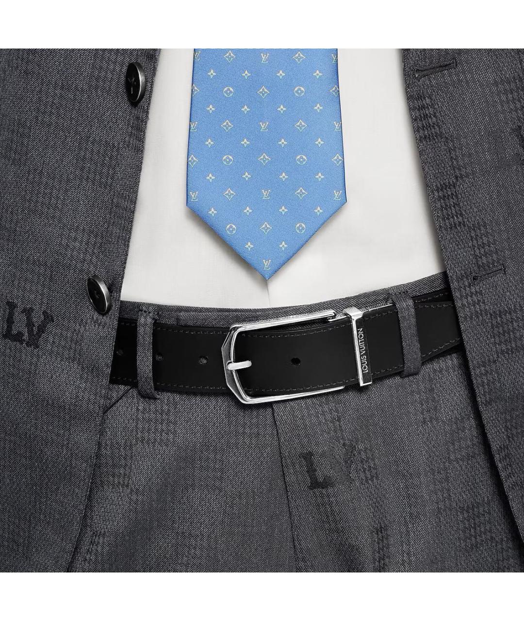 LOUIS VUITTON Черный кожаный ремень, фото 4