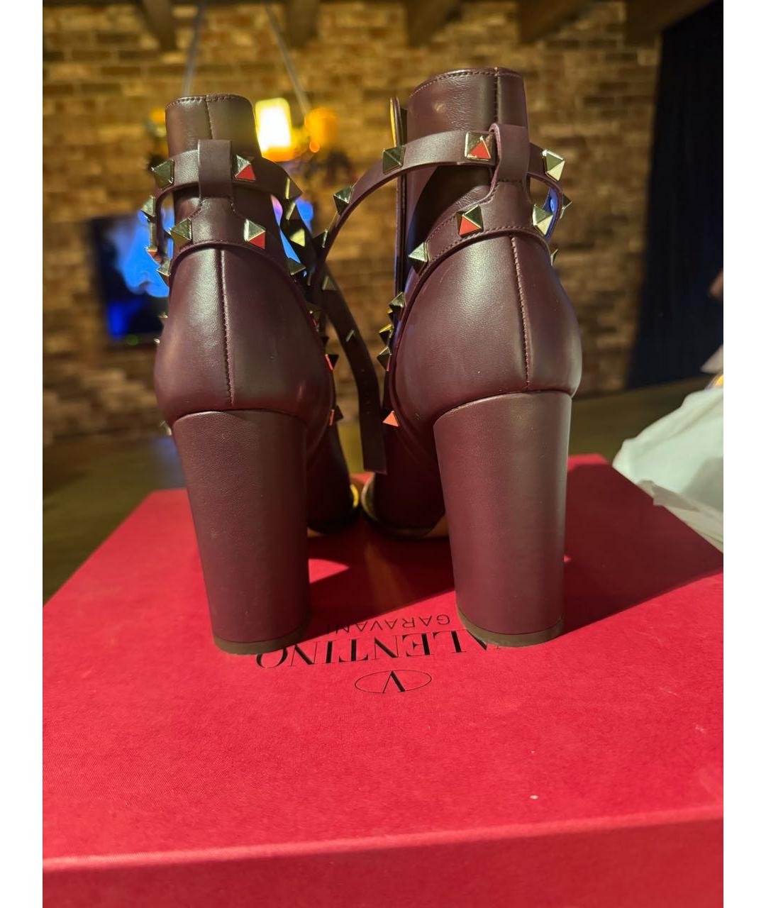 VALENTINO Бордовые кожаные ботильоны, фото 4