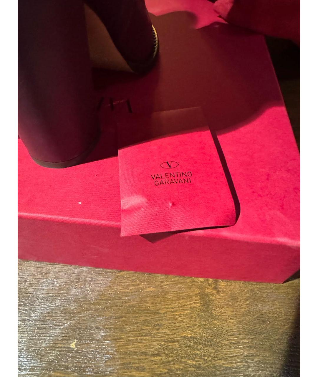 VALENTINO Бордовые кожаные ботильоны, фото 5