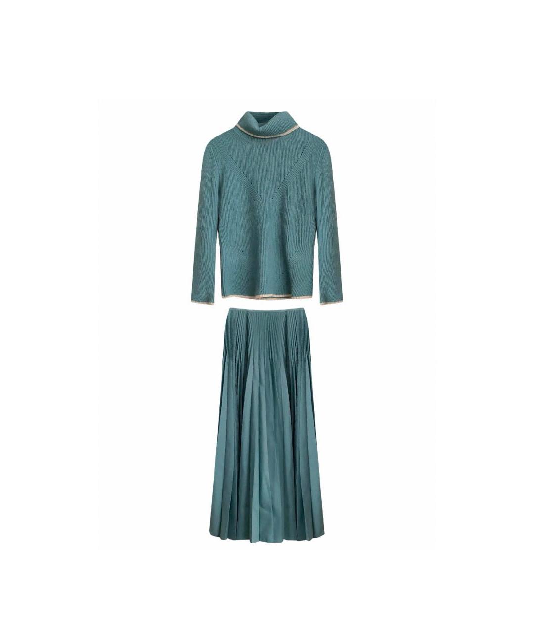 FENDI Зеленый кашемировый костюм с юбками, фото 9