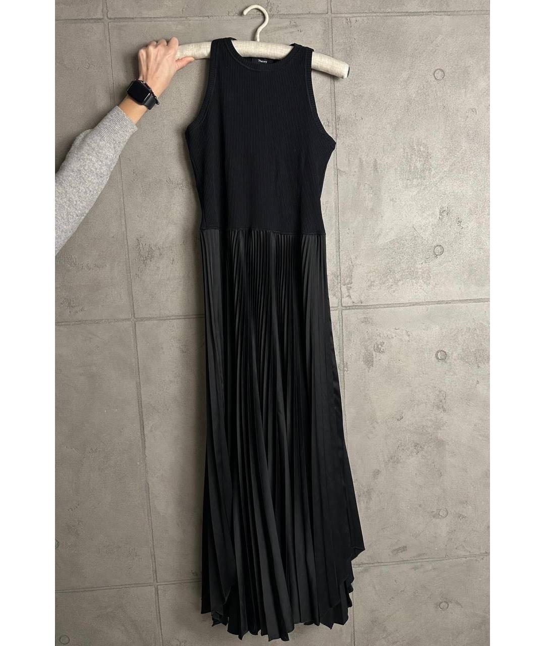 THEORY Черное атласное коктейльное платье, фото 5