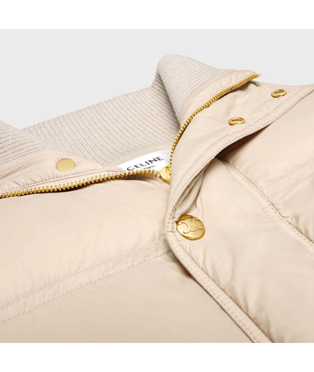 CELINE Бежевый полиамидовый пуховик, фото 4